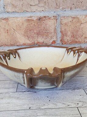 Vintage Frankoma Pottery #458 Ashtray MCM Desert Gold Rutile Glaze 7.5” Round